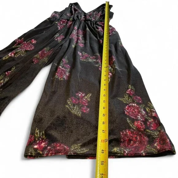 Xhilaration Floral Black Velvet Jumpsuit - Picture 6 of 7